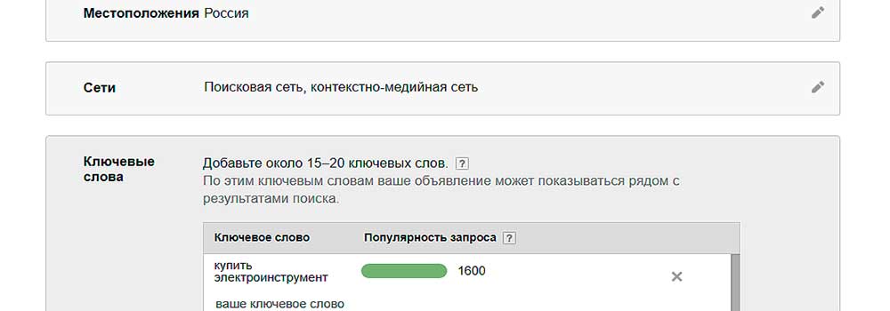статистика ключевых слов Google